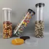 65 Tarros de Plástico Transparente, Tarros Cilíndricos Sellados, Tarros para Lápices y Lápices de Colores, Tarros de Almacenamiento para Cocina, Botellas de Plástico