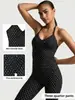 Amazon Top Deportivo Cruzado sin Costuras para Yoga con Almohadillas en el Pecho, Estampado de Lunares, Alta Elasticidad, Ajuste Delgado, Conjunto Deportivo de Dos Piezas para Mujer