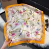 Cachecol quadrado de seda estilo europeu e americano 70cm vintage estampado com castanha de caju arte faixa de cabelo terno com lenço decorativo