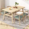 Mesa de comedor simple y moderna para apartamentos pequeños, adecuada para uso doméstico, restaurantes de comida rápida y espacios comerciales; mesa rectangular para propiedades de alquiler