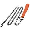 Directo de fábrica estilo punk todo negro metal cadena de cuero cadena para mascota perro correa para perro correa divertida para hombres y mujeres