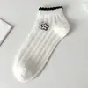 Zudel Calcetines de Barco para Mujer Estilo Delgado Fresco Serie Blanca Nueva Primavera y Verano Calcetines de Algodón para Mujer Transpirables Malla Calcetines Cortos Venta al por Mayor