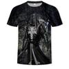 Tendência de verão Templário Guerra Série 3D impressão digital masculina gola redonda manga curta T-shirt venda direta da fábrica