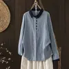 Tiro real de camisa casual holgada de manga larga para mujer con cuello de color block y estampado de pata de gallo, doble capa de gasa de algodón, colores de primavera y otoño 2026