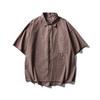 Ropa Vintage 25 Verano Estilo Japonés Marca Trendy Outdoor Casual Color Sólido Simple Camisa Manga Corta Camisa Unisex para Hombre y Mujer