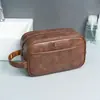Nueva Bolsa de Tocador para Hombre de PU Transfronteriza, Bolsa Cosmética Portátil de Viaje de Gran Capacidad, Bolsa de Almacenamiento Impermeable con Logo Grabado