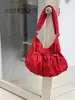 Bolsa Transversal de Bolinhas Estilo Coreano para Mulheres, Bolsa Casual de Puxar Plissada de Grande Capacidade para o Dia a Dia, Nova Tendência Bolsa Nuvem Bolinho
