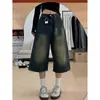 Jeans cortos de pierna ancha estilo retro americano, desgastados, para mujer, nueva colección de verano, de cintura alta, corte holgado y adelgazantes