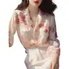 2024 temperamento da moda New Loose Women's new Chinese style moda estrangeira chique rosa floral camisa protetora solar