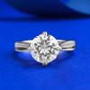 Mu Jing Jewelry Novo S925 Prata Clássico Redondo Diamante Branco 8,0mm Anel Anel Europeu e Americano ins Cross-border Hot Sale
