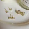 Retro Doce Alta Qualidade Sensação Micro-incrustado Zircônia Pérola Amor Seis Peças Brincos Elegante Simples Moda Brincos Brincos
