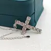 Collar Colgante Cruz de Plata de Ley 925 Moissanita para Mujer Moda Europea y Americana Estilo Hip-Hop Suministro de Fábrica Transfronterizo