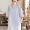 Blusa Feminina Bordada Floral Respirável 2026 Nova de Verão Fina Fashion Solta Plus Size Redutora de Idade Emagrecedora Manga Curta