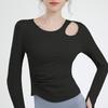 Conjunto de Yoga com Bojo Feminino Pilates Top Esportivo Justo Modelador Elegante Treino Ciclismo Manga Longa Roupa Fitness para Verão