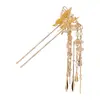 Pasador de Pelo Dorado Estilo Antiguo con Borla de Mariposa Nuevo Estilo Chino Pasador de Pasos Oscilantes Accesorios Estilo Nacional Hanfu Tocados para Fotos de Novia