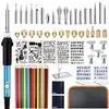 Kit de pirógrafo 71 peças 60W ferro de solda elétrico pincel de pirógrafo kit de pontas de ferro de solda com controle de temperatura máquina de pirógrafo atacado