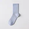 Meias oversized tamanho 40-50, meias da moda estilo coreano de algodão penteado para primavera e outono, meias cano alto de cor sólida, meias de cano médio para estudantes de outono e inverno