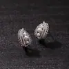 Clip de oreja de tornillo integrado de encaje con circonitas y perlas estilo francés de lujo ligero diseño de moda nicho pendientes de alta gama