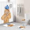 Cortina de ducha Xiao Mao Alfombrilla de baño Combinación Juego de cuatro piezas Inodoro Alfombra de inodoro Alfombrilla de ducha Alfombrilla para pies Transfronterizo Pelo