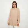 Suéter Pulóver de Cuello Redondo Transfronterizo Estilo Europeo y Americano Otoño e Invierno 2025 Nuevo Suéter de Punto Hueco con Mangas de Linterna Suéter Holgado Casual