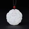 Pendente de Jade Afegão Natural Dragão e Fênix para Atacado, Pingente de Fênix de Jade Branco, Ornamento de Dragão e Fênix de Jade