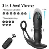 Masajeador de Próstata Masculino Anillo Doble Bloqueo Telescópico Fino Control Remoto de Campo Trasero Telescópico Bastón Vibratorio de Campo Trasero Productos Sexuales Divertidos