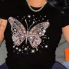 Camiseta de Mujer con Estampado de Lazo de Dibujos Animados - Top Casual de Manga Corta con Cuello Redondo, Poliéster Algodón Lavable a Máquina para Primavera y Verano