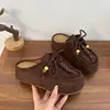 Pantuflas Medias Estilo Birkenstock Redondas de Punta Retro 2026 Verano Nuevas para Mujer Versátiles de Commuter Elegantes con Cordones de Punta Cerrada
