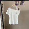 [Bizheng] Produto Novo Verão 2026 Design Coreano Bordado em Renda Camiseta Slim de Manga Curta para Mulheres 6142