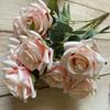 Ramo artificial de 9 cabezas para decoración, venta al por mayor de fábrica, rosa de ángulo pequeño para interiores, hogar, boda, sesión de fotos, tela de seda, flor falsa