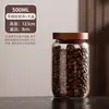 Frasco de Vidrio de Alto Borosilicato Sellado a Prueba de Humedad, Frasco para Cáscara de Mandarina, Té, Granos de Café, Frutas Secas, Botella de Vidrio con Tapa de Madera de Acacia