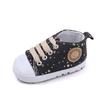 Frente renda-up casual sapatos de lona estrela bolinha desenhos animados decorativo bebê macio inferior high-top toddler sapatos YS-19