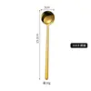 Colher de Aço Inoxidável 304 Criativa de Alto Valor de Cor Colher de Café Presente Manual Colher Pequena Redonda Dourada Colher de Mistura de Temperos Doméstica