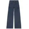 Jeans de trabalho juvenil Laranja # Outono com múltiplos bolsos, perna larga, para mulheres, corte solto, emagrecedor, casual, calça reta versátil, moderna