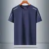 Camiseta de verano fina de seda de hielo para hombre, manga corta, top deportivo de secado rápido para fitness, camiseta de manga corta elástica para hombre