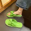 Novidade de Verão Estilo Laço Chinelos de Solado Grosso para Mulheres, Sandálias Rasteirinhas Casuais Antiderrapantes de Solado Macio, Fashion
