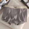 Cuecas Boxer Masculinas Transfronteiriças, Clássicas de Quatro Cantos, Algodão Liso, Cintura Média, Respiráveis, Boxer Masculino Moderno, Estilo Coreano