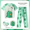 Conjunto de Pijama Infantil para Meninas, Verão Fino Manga Curta Calça Longa Roupa de Casa, Conjunto de Ar Condicionado para Meninas de Meia-Idade e Crianças Grandes, Pode Ser Usado ao Ar Livre