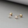 Pendientes pequeños con forma de flor y incrustaciones de diamantes, con hebilla de hilo, sin aguja fina, combinables con todo, de alta calidad.