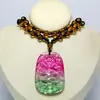 Pendente de Dragão de Vidro Jade Imitação Colar Longo de Aventurina Esmeralda Colar do Ano Zodiacal Corrente para Suéter Estilo Calcedônia