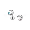 Pendientes de luna de aleación de titanio f136 con incrustaciones de circonita, tachuelas para cartílago del oído, joyería de titanio g23 con rosca interna de 0.9 mm, tachuelas para labio, pendientes