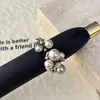 WowLight Anel de Flor de Pérola em Cluster de Luxo para Mulheres Trabalho Pesado Cravejado com Strass Anel Aberto Ajustável Anel de Pérola Atacado