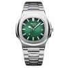 Venta Caliente Transfronteriza de Dropshipping Nautilus Verde Oliva Ultra Delgado Todo en Uno Reloj de Cuarzo para Hombre Reloj de Cuarzo Totalmente Automático