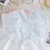 Calcinhas Florais Femininas de Algodão Puro Antibacteriano Grau 7A, Cintura Média, Forro de Algodão Respirável, Cobre o Quadril