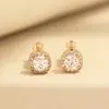 Pendientes Clásicos Versátiles de Oro Rosa con Piedras Pendientes de Clip Geométricos Dorados de Moda para Mujer
