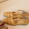Modelo Nuevo 2026 con Aumento de Altura Interna de 4 cm~ Sandalias Romanas Tejidas Transpirables de Cuadrado Hueco Estilo Francés con Doble Tira para Mujer con Diseño de Punta Cerrada