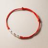 Pulsera de diseño simple con tubo de bambú y codo de plata S925, hecha a mano, ajustable, de cuerda roja, C0770