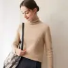 Novidades de Outono Gola Empilhada Babado Simples Versátil Suéter de Cashmere Malha Feminina Malha Solta Camada Base Macio e Suave