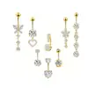 Conjunto direto da fábrica com 10 peças de anéis de umbigo de borboleta com zircônia, anel de umbigo longo de borboleta, joias para piercing corporal em estoque