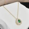 Oro Verdadero Galvanizado Micro-incrustado Zircón Elegante Cadena Clavícula Collar Gota de Agua de Alta Gama para Mujer Cadena Collar Estilo Coreano Moderna Versátil